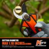 Electric Pruning Shears Professional Cordless Pruning Shears for Gardening Battery Operated Pruning Shears with 2 PCS 2500Mah Batteries 5000 Cuts Single Charge 30Mm (1.2") Cutting Diameter - Image 4