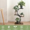 Plant Stand Indoor 4-Tier Wrought Iron Green Plant Stand Use Office Home Décor, Wood(S Style) - Image 4