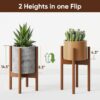 Adjustable Bamboo Plant Stand 8 to 12 Inches, Single Floor Stand for Indoor Plants, Dark Brown Planter Stand, Pot Plant Not Included - Image 4