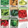 Pepper Seeds for Planting 8 Varieties Pack, Jalapeno, Habanero, Bell Pepper, Cayenne, Hungarian Hot Wax, Anaheim, Serrano, Cubanelle Heirloom Seeds for Planting in Garden Non GMO