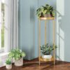 30" Plant Stand, 2 Tier Metal Flower Plants Holder with 2 Removable Display for Indoor or Outdoor,Pot Plant Planter Display(30 X 10In, Gold) - Image 4