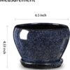 Ceramic Plant Pots Indoor - 6.5 Inch Planter Pot with Drainage Hole and Saucer for Succulent Orchid Flower Herbs Cactus - Ideal for Gardening Home Desktop Office Decor - Blue - Image 2