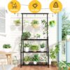Plant Stand Indoor Outdoor, Heavy Duty Metal 3 Tiered Hanging Plant Shelf for Multiple Flower Planter Holder Tall Large Rack for Living Room Garden Balcony, Black - Image 2