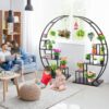 5 Tier Metal Plant Stand Indoor, Tall Half Moon Plant Stands, Heart Shape Flower Pot Shelves for Planter Display with 3 “S” Hooks, Best for Home Garden Balcony Patio( 1 Pack, Black) - Image 8