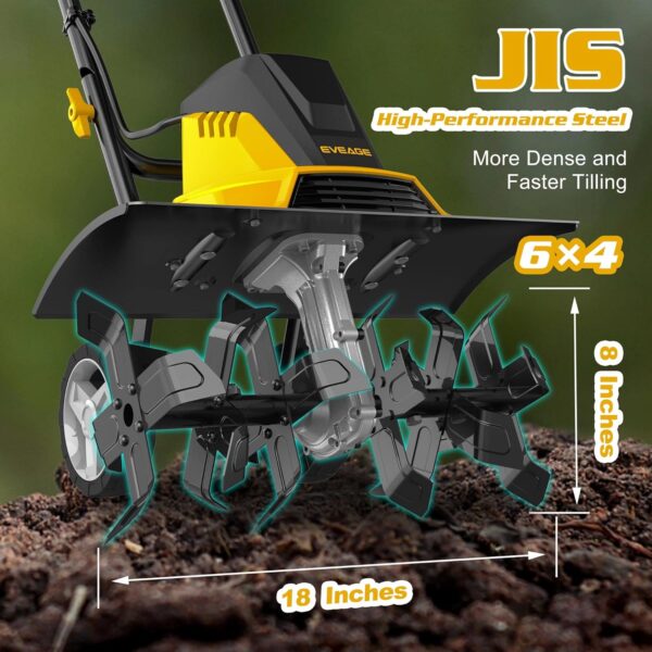 by  GT18 18-Inch 13.5AMP Electric Corded Garden Tiller & Cultivator, 120V Rototiller Tool, 4'' - 8'' Tilling Depth Foldable Handle 6X4 Tines - Image 3