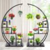 5 Tier Metal Plant Stand Indoor, Tall Half Moon Plant Stands, Heart Shape Flower Pot Shelves for Planter Display with 3 “S” Hooks, Best for Home Garden Balcony Patio( 1 Pack, Black) - Image 7