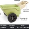 Easy Haul Wheelbarrow with Garden Tool Storage Tray, Durable Heavy-Duty Plastic Wheelbarrow with Large Easy Turn Wheels - Green, Made in USA - Image 3