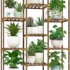 Plant Stand Indoor Outdoor, 11 Tier Reinforced Plant Shelf Tall for Multiple Plants, Large Wood Plant Rack Holder, Garden Shelves, Flower Stand for Living Room Patio Corner