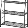 Plant Stand Outdoor Indoor 3-Tier Metal Waterproof Plant Shelf for Living Room Balcony Garden, Black - Image 2