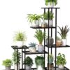 Metal Plant Stand, 5 Tiers Multifunctional Plant Stands for Indoor Plants, Decorative Black Steel Plant Shelf for Indoor Outdoor Patio Garden Balcony and Yard(5 Tiers 12 Pots)