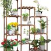 Plant Stand Indoor Outdoor, 10 Tire Tall Large Wood Plant Shelf Multi Tier Flower Stands,Garden Shelves Wooden Plant Display Holder Rack for Living Room Corner Balcony Office Lawn Patio