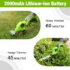 Cordless Grass Shear & Shrubbery Trimmer - 2 in 1 Handheld Hedge Trimmer 7.2V Electric Grass Cutter 2.0Ah Rechargeable Lithium-Ion Battery and USB Cable Included - Image 6