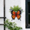 Set of 3 Butterfly Wall Hanging Planter Decor Art, Metal Wall Mounted Planters Garden Yard Decorative Flower Pot Indoor Outdoor Wall Planter Succulent Plant Container - Image 8