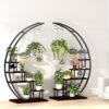 5 Tier Metal Plant Stand Creative Half Moon Shape Ladder Flower Pot Stand Rack for Home Patio Lawn Garden Balcony Holder Black (2 Pack) - Image 2