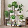 9 Tier Wood Tall Plant Stand Metal Rack Indoor, Multiple Flower Pot Holder Shelves Corner Rack, Planter Shelf Display Rack Storage Organizer for Patio Living Room Balcony Garden(Black) - Image 2