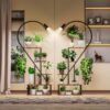 5 Tier Plant Stand Indoor with Grow Lights - Half Heart Shaped Plant Stands for Indoor Plants Multiple, Plant Shelf with 4 Hanging Hooks - Display Stand for Home Decor, Living Room, Balcony - Image 2