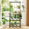 Plant Stand Indoor Outdoor, Heavy Duty Metal 3 Tiered Hanging Plant Shelf for Multiple Flower Planter Holder Tall Large Rack for Living Room Garden Balcony, Black - Image 3