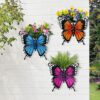 Set of 3 Butterfly Wall Hanging Planter Decor Art, Metal Wall Mounted Planters Garden Yard Decorative Flower Pot Indoor Outdoor Wall Planter Succulent Plant Container - Image 2