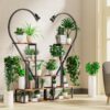5 Tier Plant Stand Indoor with Grow Lights - Half Heart Shaped Plant Stands for Indoor Plants Multiple, Plant Shelf with 4 Hanging Hooks - Display Stand for Home Decor, Living Room, Balcony - Image 8