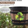 3 Pack 10 Inch Plant Pots,Whiskey Barrel Planters with Drainage Holes & Saucer, Plastic Decoration Flower Pots Imitation Wine Barrel Design, for Indoor & Outdoor Garden Home Plants (Brown) - Image 4