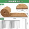 Natural Mulch Roll for Landscaping, 120" X 6.3" Organic Thick Coconut Fiber Mulch Mat with 20U-Shaped Steel Stakes, Garden Mulch Border Roll for Plants, Vegetable, Flowers Weed Barrier - Image 2
