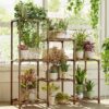 Plant Stand Indoor Plant Shelf Outdoor Wood Tiered Plant Rack for Multiple Plants 3 Tiers Ladder Plant Holder for 7 Plant Pots Boho Home Decor for Gardening Gifts - Image 2