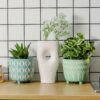Ceramic Planter 6.7 in round Indoor Plant Pot Set of 2 with 10.2 in Ceramic White Hollow Vase for Home Decor - Image 8