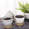 5.5 Inch Large round Bohemian Style Ceramic Planter, Geometry Engrave off White Brown Succulent Planter Flower Pot, Indoor Outdoor Decorative Planter - Image 6
