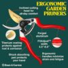 Enduropro Ergonomic Bypass Pruners - Professional Titanium Garden Shears - Heavy Duty Hand Pruning Scissor, Tree Trimmer, Gardening Tool, Branch, Hedge, Rose, Shrub & Bush Clippers - Image 3