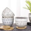 5.5 Inch Large round Bohemian Style Ceramic Planter, Geometry Engrave off White Brown Succulent Planter Flower Pot, Indoor Outdoor Decorative Planter - Image 5