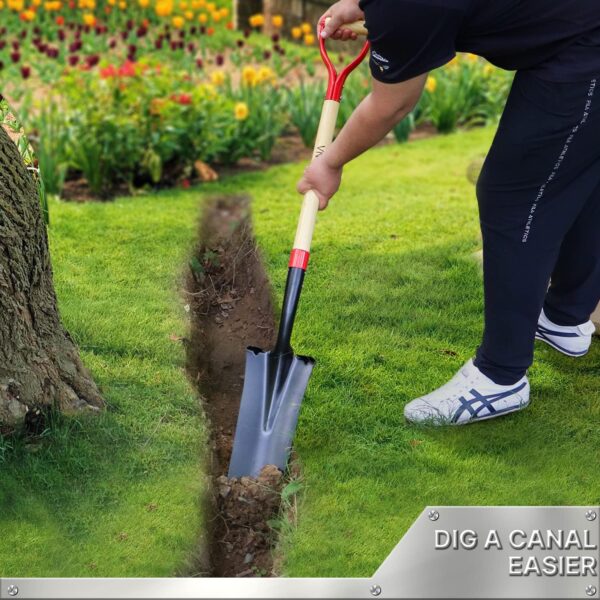 Spade Shovel,Transplanting Spade，Drain Spade,Spade Shovels for Digging,Sharp Shooter Shovel or Spade,45Inch,Stell D-Grip,Wooden Handle - Image 5