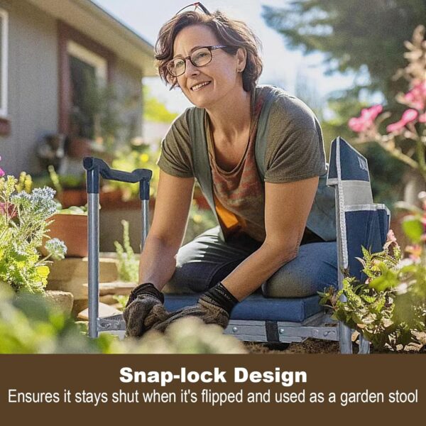 K5 Foldable Garden Kneeler Seat Heavy Duty (Detachable Cloud Kneeler Pad) Durable Garden Stool - 2 Large Capacity Garden Tool Bags with Pockets - Portable Garden Bench for Indoor and Outdoor - Image 5
