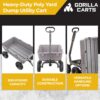 800 Pound Capacity Heavy Duty Poly Yard Garden Steel Dump Utility Wheelbarrow Wagon Cart with 2 in 1 Towing ATV Handle, Gray - Image 2