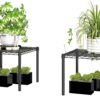 2 Pack Metal Plant Stand for Indoor and Outdoor Plant Shelf, Multi-Functional Adjustable Shelf Plant Stands Flower Stands with Hanger Rod for Living Room Balcony and Garden,Black