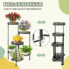 Plant Stand Indoor Outdoor 6 Tier 35.5'' Tall Metal Plant Planter Display Storage Shelf for Home Garden Patio Bathroom Office Living Room Balcony Corner(Black) - Image 5