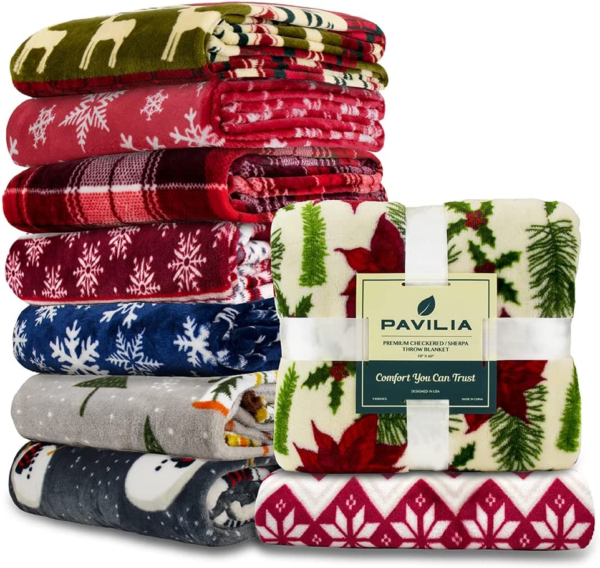 Christmas Throw Blanket | Holiday Christmas Red Fleece Blanket | Soft, Plush, Warm Winter Cabin Throw, 50X60 (Red Snowflakes) - Image 7