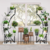 Plant Stand Indoor 2 Pcs 6 Tier, Metal Corner Plant Stand Tall Plant Shelf with Hanger, Plant Shelf Indoor Curved Flower Pot Holder for Home, Black and White - Image 2