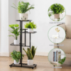 Plant Stand, Indoor Outdoor Planter Display Stand, Flower Pot Holder Shelves Rack, Multi-Layer Retro Design Plant Stand for Patio Garden Corner Balcony, Living Room (Black-4 Tier 5 Pot) - Image 9