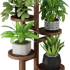 5 Tier Tall Plant Stand Indoor, Corner Wood Plant Shelf with Wheels for Multiple Plants, Tiered Flower Stand for Patio Garden Balcony Living Room Bedroom