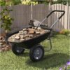 Enlarged 2-Wheel Wheelbarrow, Easy Loading and Dumping Garden Cart, Heavy Duty Utility Dump Cart for Outdoor Lawn Yard Farm Ranch, Black