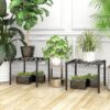 2 Pack Metal Plant Stand for Indoor and Outdoor Plant Shelf, Multi-Functional Adjustable Shelf Plant Stands Flower Stands with Hanger Rod for Living Room Balcony and Garden,Black - Image 2