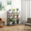 Plant Stand Outdoor Indoor 3-Tier Metal Waterproof Plant Shelf for Living Room Balcony Garden, Black - Image 3