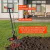 Broad Fork for Gardening - Portable and Ergonomic Broadfork Garden Tool Cultivator Tiller with 6+5 Sharp Tines - Heavy Duty Pitchfork, with Thickened Design - Image 4