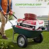 Dual-Wheel Home Utility Yard Wheelbarrow Garden Cart W/Built-In Stand for Lawn, Gardening, Grass, Soil, Bricks, and Construction, Green - Image 6