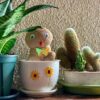 Plant Pots,Set of 3 Ceramic Flower Pots for Indoor Plants,4+5+6 Inch Planter with Drainage Hole Saucer,Garden Pots Catus Planters (Sunflower Set of 3) - Image 6