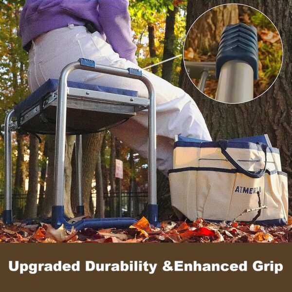 K5 Foldable Garden Kneeler Seat Heavy Duty (Detachable Cloud Kneeler Pad) Durable Garden Stool - 2 Large Capacity Garden Tool Bags with Pockets - Portable Garden Bench for Indoor and Outdoor - Image 4