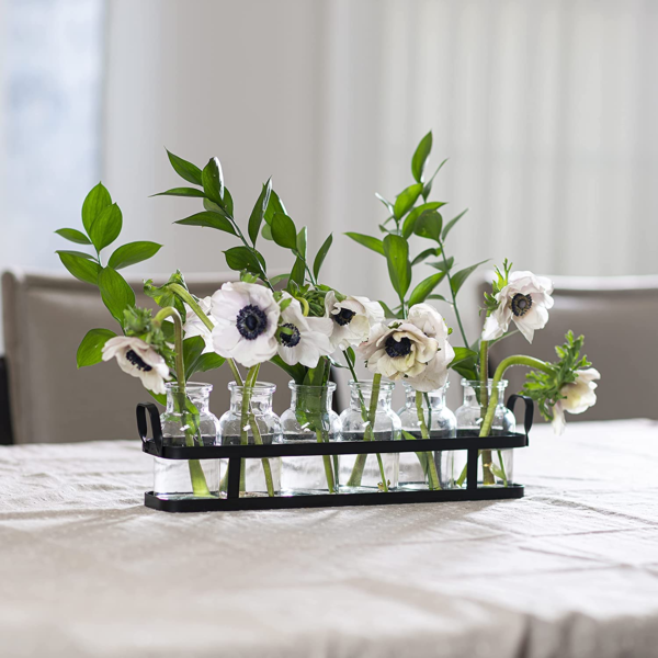 6Pc Glass Flower Vase with Metal Holder, Best Vases for Flowers, Set for Home Decor, Wedding Decorations, Table Decor, Kitchen, Bathroom, Bedroom, Shelf Decor, Best Modern Vase for Flower Arrangement - Image 2