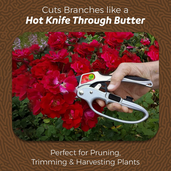 Ratchet Pruning Shears Gardening Tool – Anvil Pruner Garden Shears with Assisted Action – Ratchet Pruners for Gardening with Heavy Duty, Nonstick Steel Blade – Garden Tools by - Image 5