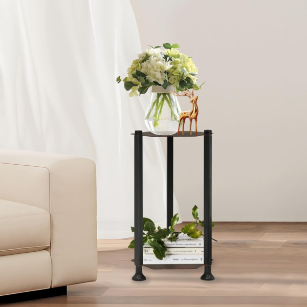 Tall Plant Stand Indoor,2 Tiers Metal Plant Stand,Flower Pot Holder Metal Plant Rack Organizer,Hex Pot Plant Planter Display for Home Garden Patio Bathroom Office Living Room Balcony Corner(Bronze) - Image 5