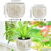 Pretty Cement Pots for Plants, Unique European Embossed Concrete Planters, 4.5" & 6.1" 2PC Decorated Ceramic Flower Pots, 3D Carving Pattern Garden Plant Pots Indoor Outdoor Succulent Pots - Image 7